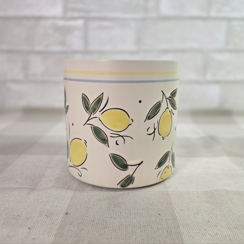 SOLD Lemons Ceramic Utensil Holder or Pot by Under the Sun ~ Farmhouse